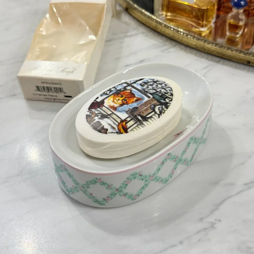 😎3/$20‼️Vintage Soap Dish & Cat Soap Art - Picture 10 of 10